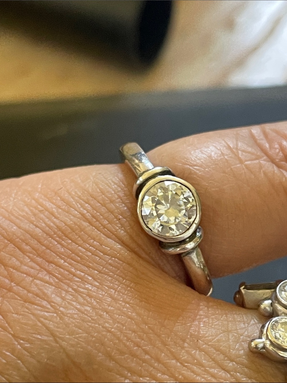 Sterling Silver Round Clear CZ Bezel Ring